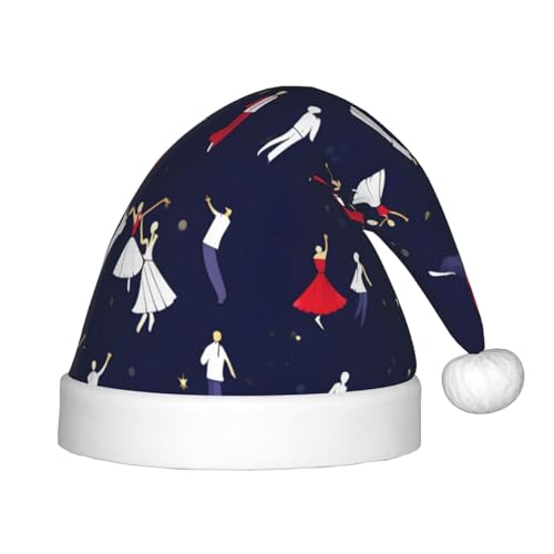 Ballsaal Dance Pattern Kids Merry Christmas Santa Hat - Lebendig bedruckte Urlaubsmütze für Kinder, Unisex Komfort von berbo