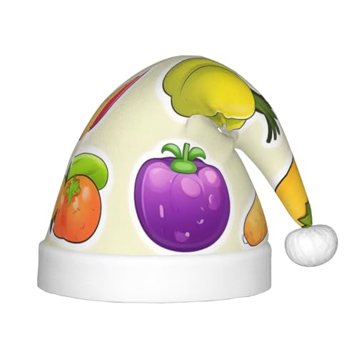 Cartoon Gemüse Früchte Kinder Frohe Weihnachten Santa Hut - Lebendig Gedruckt Urlaub Hut für Kinder Unisex Komfort von berbo