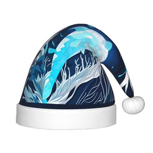 Deep Blue Animal Whale Kids Merry Christmas Santa Hat - Vibrant Printed Holiday Hat for Children, Unisex Comfort von berbo