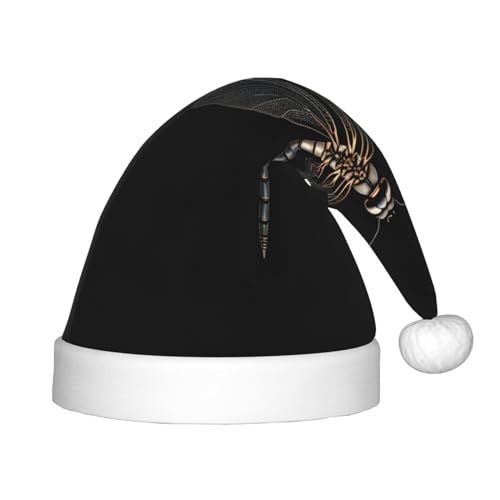Dragonfly Black Kids Merry Christmas Santa Hat - Vibrant Printed Holiday Hat for Children Unisex Comfort von berbo