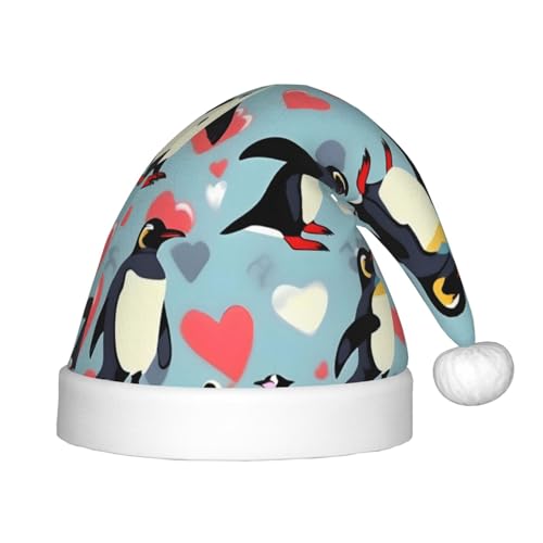 I Love Penguins Kinder Merry Christmas Santa Hat - Lebendig bedruckte Urlaubsmütze für Kinder, Unisex Komfort von berbo