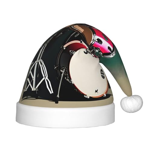 Jazz Drum Kids Merry Christmas Santa Hat - Vibrant Printed Holiday Hat for Children, Unisex Comfort von berbo
