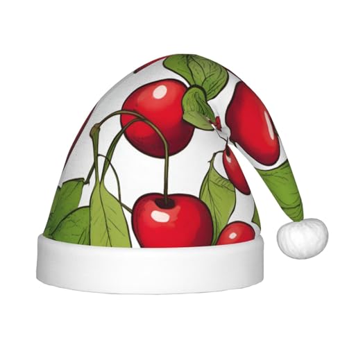 Lovely Sweet Red Cherry 3 Kids' Merry Christmas Santa Hat - Vibrant Printed Holiday Hat for Children, Unisex Comfort von berbo