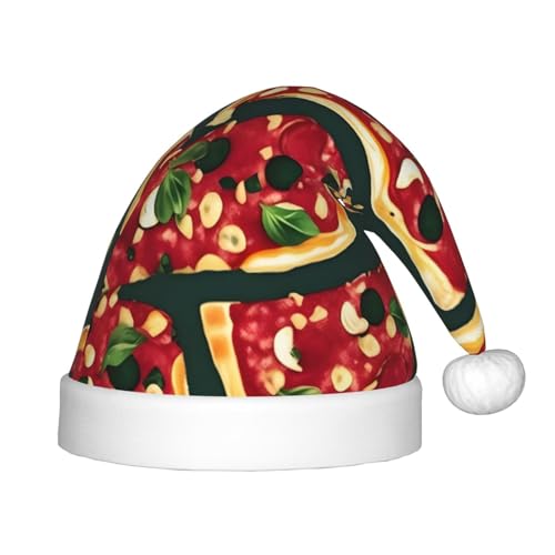 Pizza Muster Kinder Frohe Weihnachten Santa Hut - Lebendig Gedruckt Urlaub Hut für Kinder Unisex Komfort von berbo