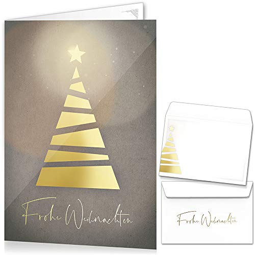 beriluDesign Weihnachtskarten mit Umschlägen 15er Set - Klappkarten mit Weihnachtsbaum-Motiv für die schönsten Weihnachtsgrüße von beriluDesign