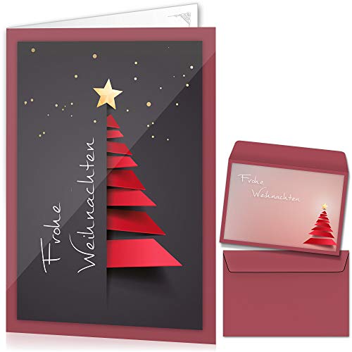 beriluDesign Weihnachtskarten mit Umschlägen 15er Set - Klappkarten mit Weihnachtsbaum-Motiv für die schönsten Weihnachtsgrüße von beriluDesign