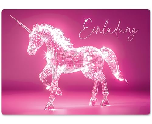 beriluDesign 12 Einladungskarten Einhorn zum Kindergeburtstag - Geburtstagseinladung Unicorn (Einhorn) von beriluDesign
