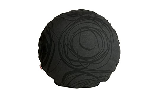 beties „Mystik“ Kissenhülle Ø ca. 80 cm Kissenbezug rund abstraktes Kringel-Design in schwarz auf dunklem Background in 100% Baumwolle Farbe Schiefer-Schwarz von beties