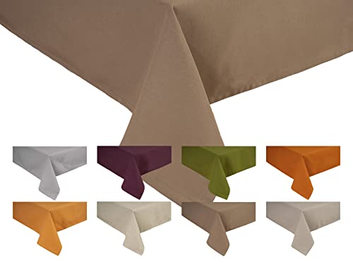 beties „Wunschton“ Tischdecke ca. 130x220 cm, Tischtuch, Tafeldeke in großer Sortiments- und Größenauswahl – EIN idealer Begleiter in Unifarbe (deep-Taupe) von beties