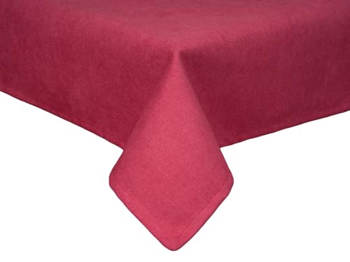 beties Farbton-Serie XL Mitteldecke ca. 100x100 cm Premium Uni Tischdecke aus deutschem Unternehmen, Chenille-Haptik in Raumausstatter Qualität - Himbeer-rot von beties