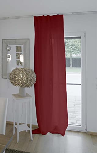 beties Leinen Gardine ca. 135x255 cm Vorhang 100% Leinen im Landhausstil mit verdeckten Schlaufen oder Tunnelzug Landhaus Kurzgardine Küche Vorhang Fensterschal Wohnzimmer (Merlot-rot) von beties