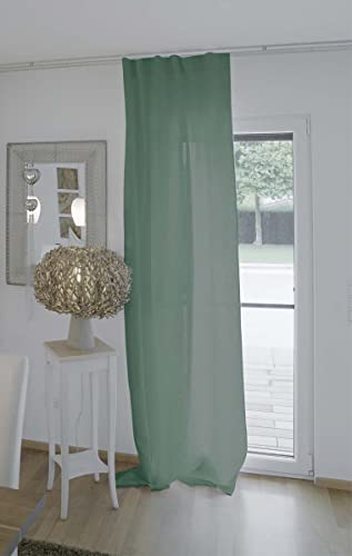 beties Leinen Gardine ca. 135x255 cm Vorhang 100% Leinen im Landhausstil mit verdeckten Schlaufen oder Tunnelzug Landhaus Kurzgardine Küche Vorhang Fensterschal Wohnzimmer (Natural-Mint) von beties