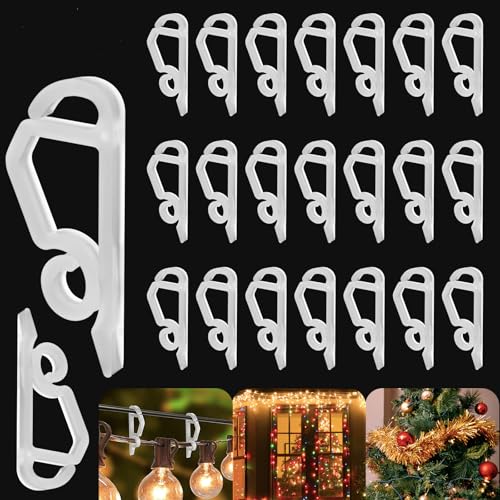 beueyfr Weihnachtslicht-Clip, Kunststoff-Dachrinnenhaken für den Außenbereich, wetterfest, Feiertags-Hänge-Clips, Mini-Lichthaken für Außenlichterkette, Weihnachtsdekoration (50 Stück) von beueyfr