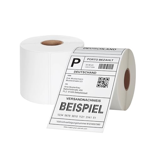 Thermo-Versandetiketten 4x6 Zoll (100x150 mm) – 2 Rollen à 350 Etiketten, BPA-frei, selbstklebend, kompatibel mit MUNBYN, Phomemo, Polono – Für DHL UPS DPD Versandetikettendrucker von bhb