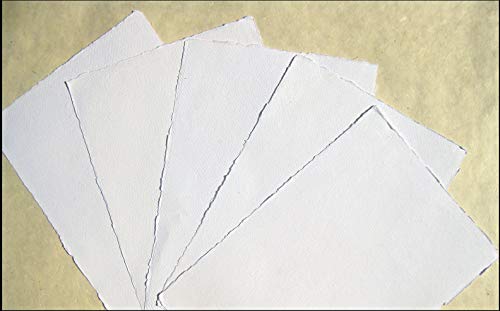 extrafeines handgeschöpftes Büttenpapier mit Büttenrand Aquarellpapier A3 10 Bogen/Set naturweiß 120g/m² BaumwollLinters von bhutanpaperarts