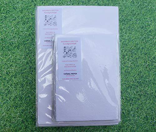 handgeschöpftes Büttenpapier A4 in 3 Strukturen 3 x 10 = 30 Bogen/Set Aquarellpapier. smooth/rauh/matt weiß 225g/m² (AX224) von bhutanpaperarts