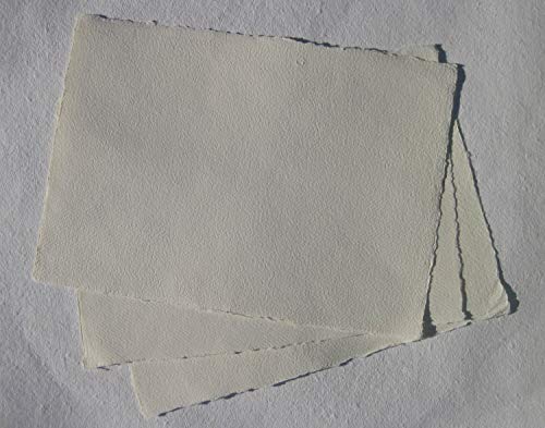 handgeschöpftes Büttenpapier Aquarellpapier A2 10 Bogen/Set extrastark 300g/m² softvanilla (offwhite, ecru) BaumwollLinters (AE302) von bhutanpaperarts