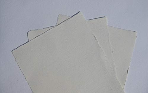 handgeschöpftes Büttenpapier Aquarellpapier A3 10 Bogen/Set extrastark 300g/m² softvanilla (offwhite, ecru) BaumwollLinters von bhutanpaperarts