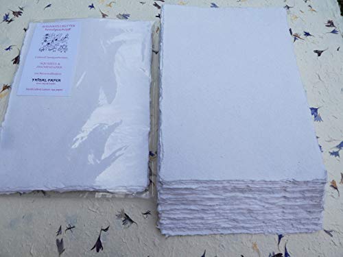 handgeschöpftes Büttenpapier Aquarellpapier A4 10 Bogen/Set smooth/weich weiß 200g/m² BaumwollLinters (AS224) von bhutanpaperarts
