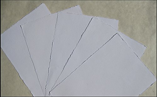 handgeschöpftes Büttenpapier Aquarellpapier A5 10 Bogen/Set naturweiß 200g/m² BaumwollLinters handmade cottonpaper von bhutanpaperarts