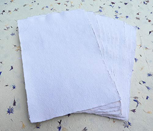 handgeschöpftes Büttenpapier Aquarellpapier A5 10 Bogen/Set -rauhe Struktur -weiß 225g/m² BaumwollLinters (AR225) von bhutanpaperarts