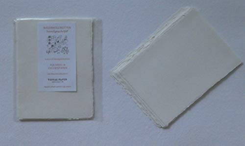 handgeschöpftes Büttenpapier Aquarellpapier A6 10 Bogen/Set extrastark 300g/m² ecru/ soft vanilla BaumwollLinters von bhutanpaperarts