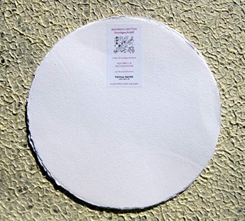 handgeschöpftes Büttenpapier Aquarellpapier rund 40cm 10 Bogen/Set extrastark 300g/m² naturweiß BaumwollLinters von bhutanpaperarts