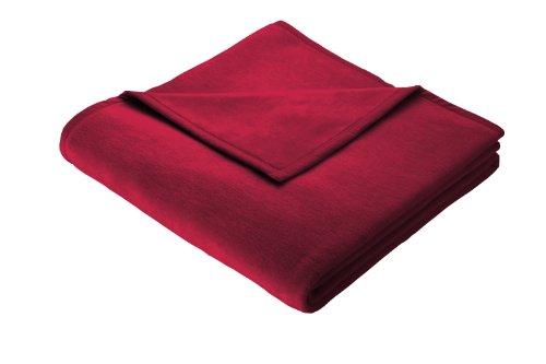 Biederlack Wohn- und Kuscheldecke, 100 % Baumwolle, Samtband-Einfassung, 150 x 200 cm, Rot, Cotton Pure, 239695 von biederlack