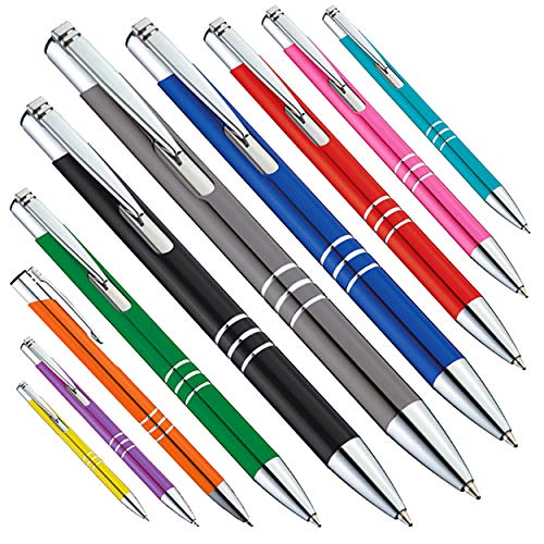 Metall Kugelschreiber KINGCROWN, diverse Farben mit Lasergravur, Gravur gleich Online gestalten! (gemixt, 10) von bigcopy e.K.