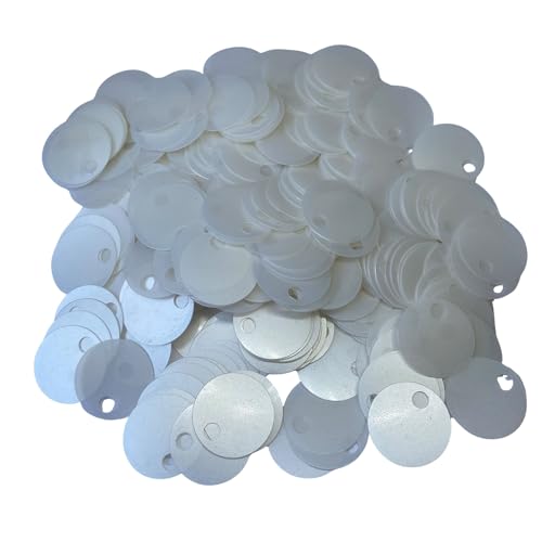 20 mm durchscheinende Pailletten, 225 Stück, 20 mm, Loch 4 mm, gemischte Farben, Acryl-Pailletten, 50 g (durchscheinendes Perlweiß) von bihızlı