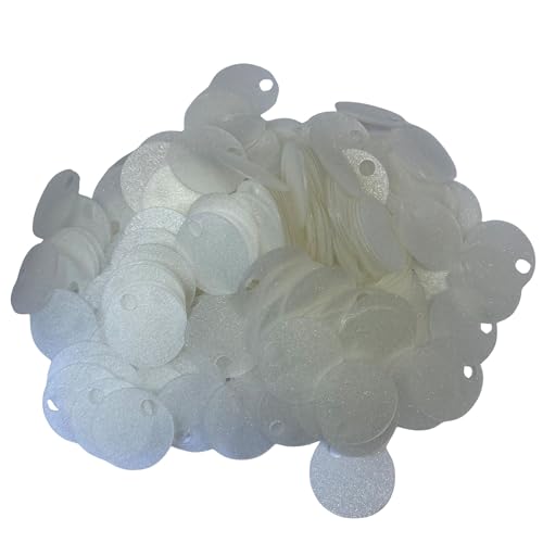 20 mm durchscheinende Pailletten, 225 Stück, 20 mm, Loch 4 mm, gemischte Farben, Acryl-Pailletten, 50 g (durchscheinendes Weiß) von bihızlı