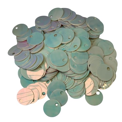 20 mm durchscheinende Pailletten, 225 Stück, 20 mm, Loch 4 mm, gemischtes Farbsortiment, Acryl-Pailletten, 50 g (durchscheinend Jan.Cream) von bihızlı