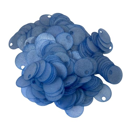20 mm durchscheinende Pailletten, 225 Stück, 20 mm, Loch 4 mm, gemischtes Farbsortiment, Acryl-Pailletten, 50 g (durchscheinendes Blau) von bihızlı