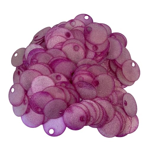 20 mm durchscheinende Pailletten, 225 Stück, 20 mm, Loch 4 mm, gemischtes Farbsortiment, Acryl-Pailletten, 50 g (durchscheinendes Fuchsia) von bihızlı