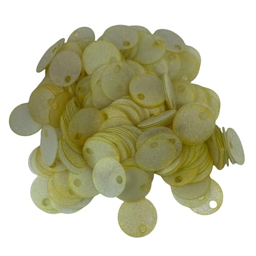 20 mm durchscheinende Pailletten, 225 Stück, 20 mm, Loch 4 mm, gemischtes Farbsortiment, Acryl-Pailletten, 50 g (durchscheinendes Gelb) von bihızlı