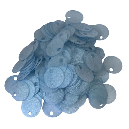 20 mm durchscheinende Pailletten, 225 Stück, 20 mm, Loch 4 mm, gemischtes Farbsortiment, Acryl-Pailletten, 50 g (durchscheinendes Hellblau) von bihızlı
