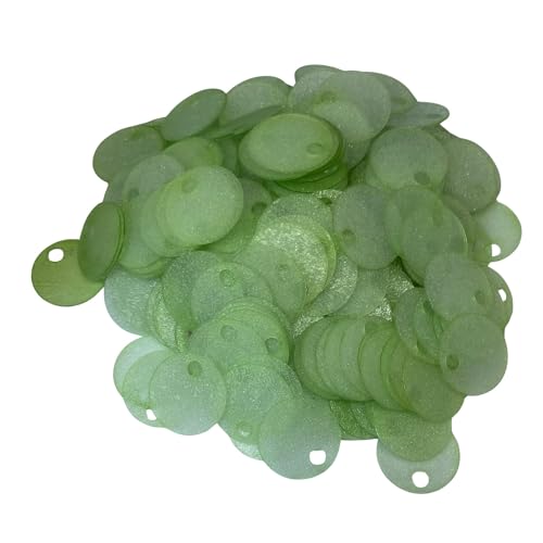 20 mm durchscheinende Pailletten, 225 Stück, 20 mm, Loch 4 mm, gemischtes Farbsortiment, Acryl-Pailletten, 50 g (durchscheinendes Pistaziengrün) von bihızlı