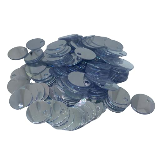 20 mm durchscheinende Pailletten, 225 Stück, 20 mm, Loch 4 mm, gemischtes Farbsortiment, Acryl-Pailletten, 50 g (durchscheinendes Silber) von bihızlı