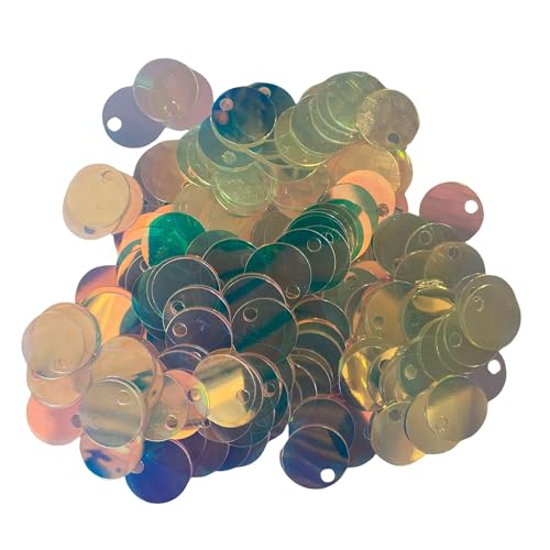 20 mm durchscheinende Pailletten, 225 Stück, 20 mm, Loch 4 mm, gemischtes Farbsortiment, Acryl-Pailletten – 50 g (durchscheinend holografisch) von bihızlı