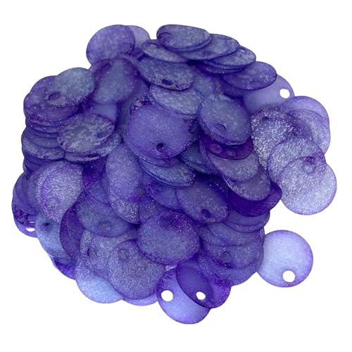 20 mm durchscheinende Pailletten, 285 Stück, 20 mm, Loch 4 mm, gemischtes Farbsortiment, Acryl-Pailletten, 50 g (durchscheinendes Lila) von bihızlı