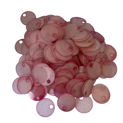 20 mm durchscheinende Pailletten, 285 Stück, 20 mm, Loch 4 mm, gemischtes Farbsortiment, Acryl-Pailletten, 50 g (durchscheinendes Rosa) von bihızlı