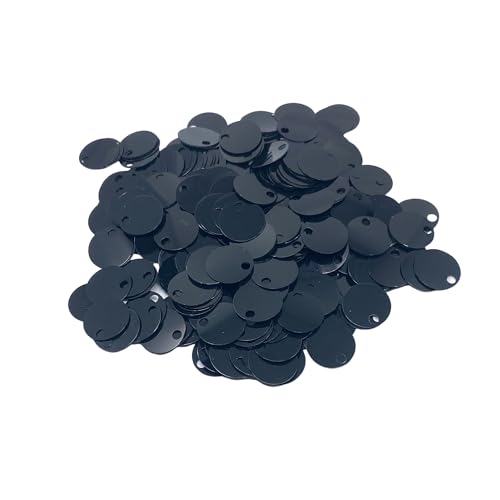 20 mm flache runde Pailletten, 285 Stück, 20 mm, Loch 4 mm, Farbsortiment, Acryl-Pailletten, 50 g, Schwarz 20 mm flache runde Pailletten, 285 Stück, 20 mm, Loch 4 mm, Farbsortiment, Acryl-Pailletten, 50 g, Schwarz von bihızlı