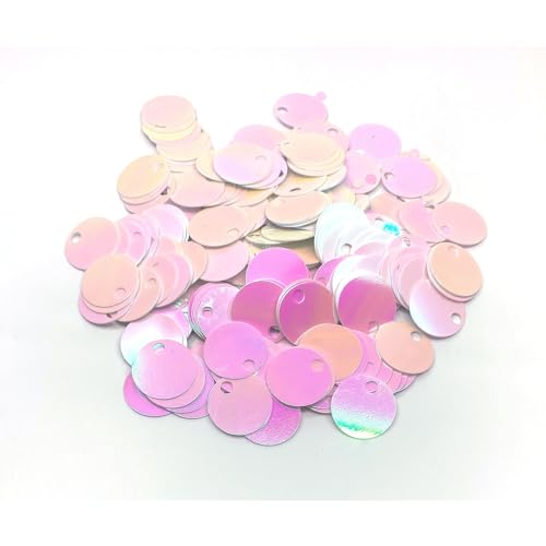 20 mm flache runde Pailletten, 285 Stück, 20 mm, Loch 4 mm, Farbsortiment, Acryl-Pailletten – 50 g (holografisches Weiß) von bihızlı