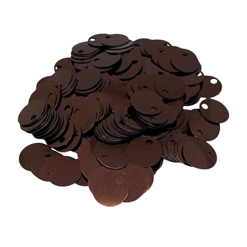 20 mm flache runde Pailletten, 285 Stück, 20 mm, Loch 4 mm, gemischte Farben, Acryl-Pailletten, 50 g, Braun von bihızlı