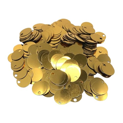 20 mm flache runde Pailletten, 285 Stück, 20 mm, Loch 4 mm, gemischte Farben, Acryl-Pailletten, 50 g (Gold) von bihızlı