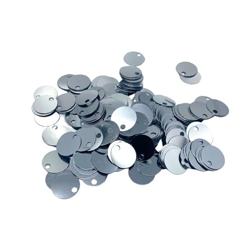 20 mm flache runde Pailletten, 285 Stück, 20 mm, Loch 4 mm, gemischte Farben, Acryl-Pailletten, 50 g (Silber) von bihızlı