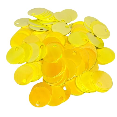 Flache runde Pailletten, 20 mm, 285 Stück, 20 mm, Loch 4 mm, Farbsortiment, Acryl-Pailletten, 50 g, Gelb Flache runde Pailletten, 20 mm, 285 Stück, 20 mm, Loch 4 mm, Farbsortiment, Acryl-Pailletten, 50 g, Gelb von bihızlı