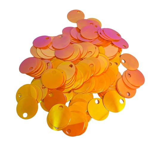 Flache runde Pailletten, 20 mm, 285 Stück, 20 mm, Loch 4 mm, Farbsortiment, Acryl-Pailletten, 50 g, Orange Flache runde Pailletten, 20 mm, 285 Stück, 20 mm, Loch 4 mm, Farbsortiment, Acryl-Pailletten, 50 g, Orange von bihızlı