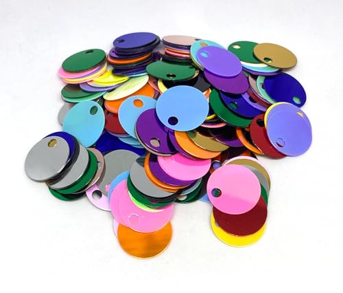 Flache runde Pailletten, 20 mm, 285 Stück, 20 mm, Loch 4 mm, Farbsortiment, Acryl-Pailletten, 50 g (Mischung) von bihızlı