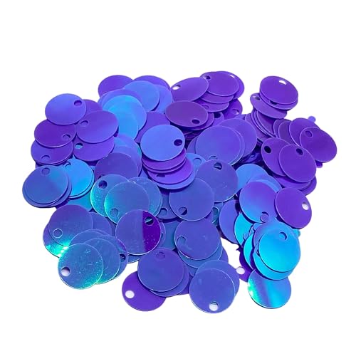 Flache runde Pailletten, 20 mm, 285 Stück, 20 mm, Loch 4 mm, Farbsortiment, Acryl-Pailletten, 50 g (lila) von bihızlı